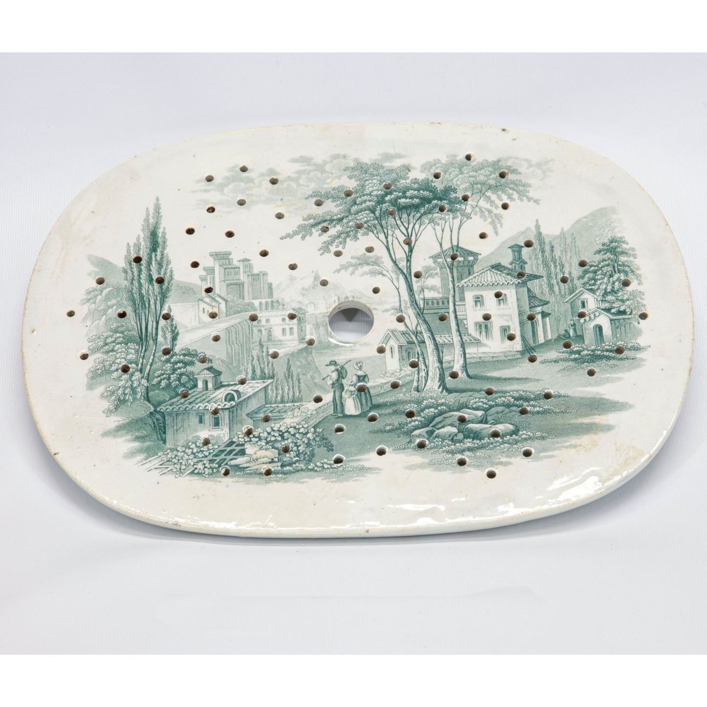 Piatto ovale sottopentola traforato in ceramica epoca fine IXI secolo