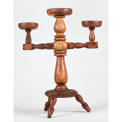 TRESPOLO PORTA CANDELE IN LEGNO EPOCA 900 ITALIA