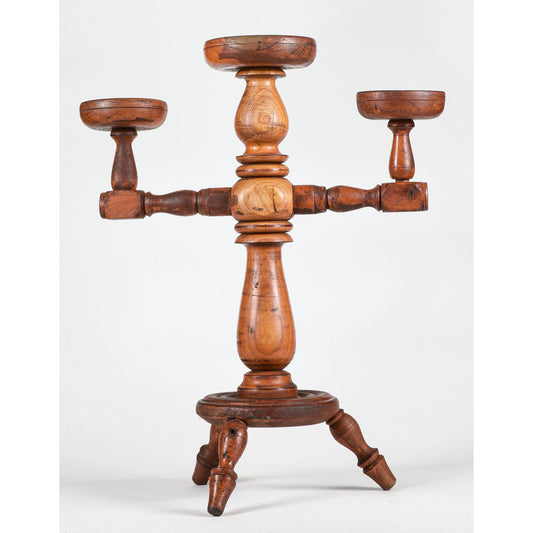 TRESPOLO PORTA CANDELE IN LEGNO EPOCA 900 ITALIA