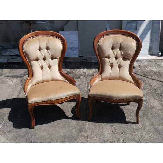 Coppia poltrone anni 80 velluto chiaro