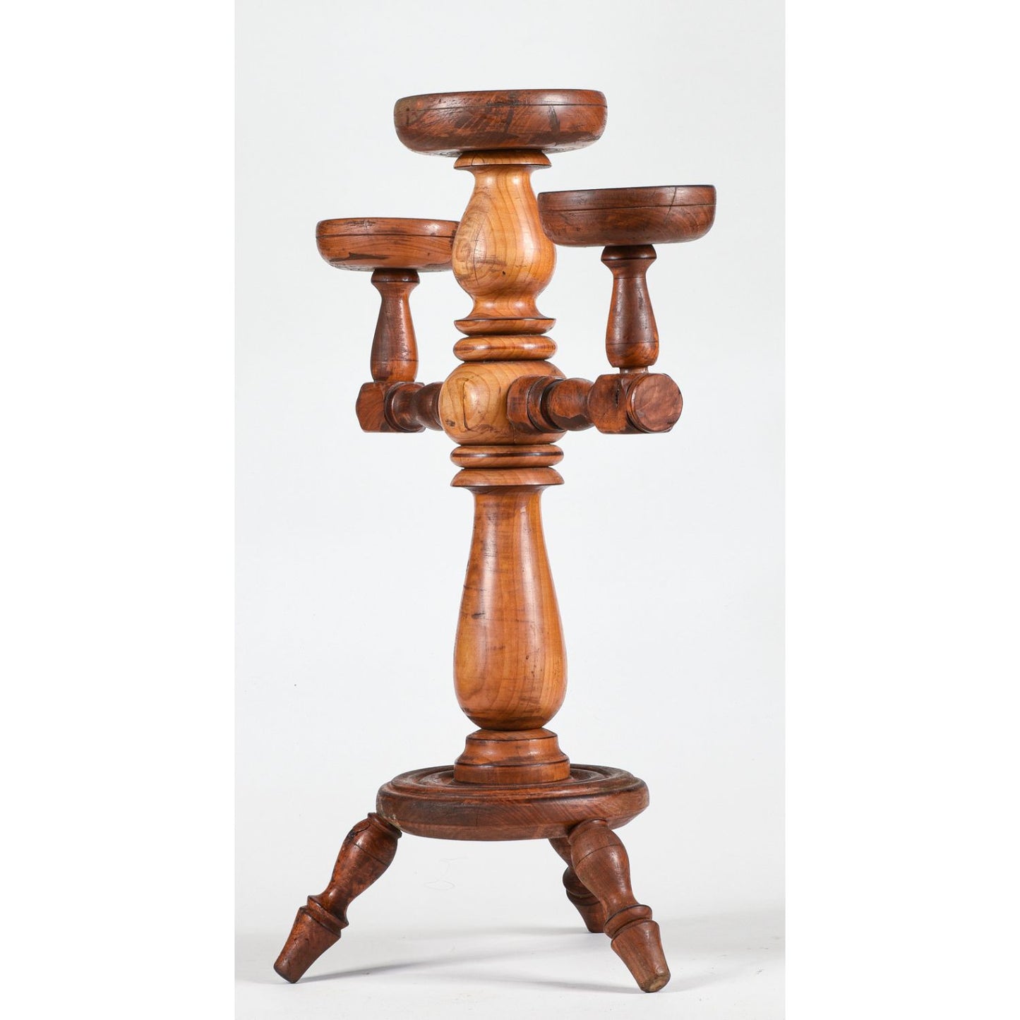 TRESPOLO PORTA CANDELE IN LEGNO EPOCA 900 ITALIA