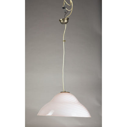 Lampadario vetro rosa striato Italia  anni 2000