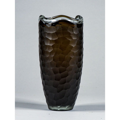 Vaso  vetro murano  nero smerigliato ad alveare nido d'ape design Italia 1960