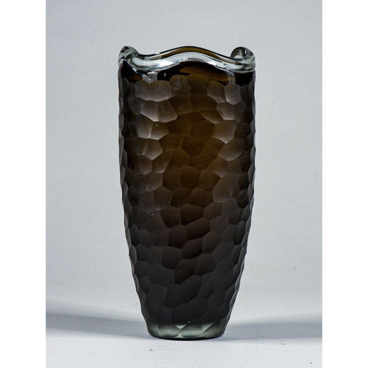 Vaso  vetro murano  nero smerigliato ad alveare nido d'ape design Italia 1960
