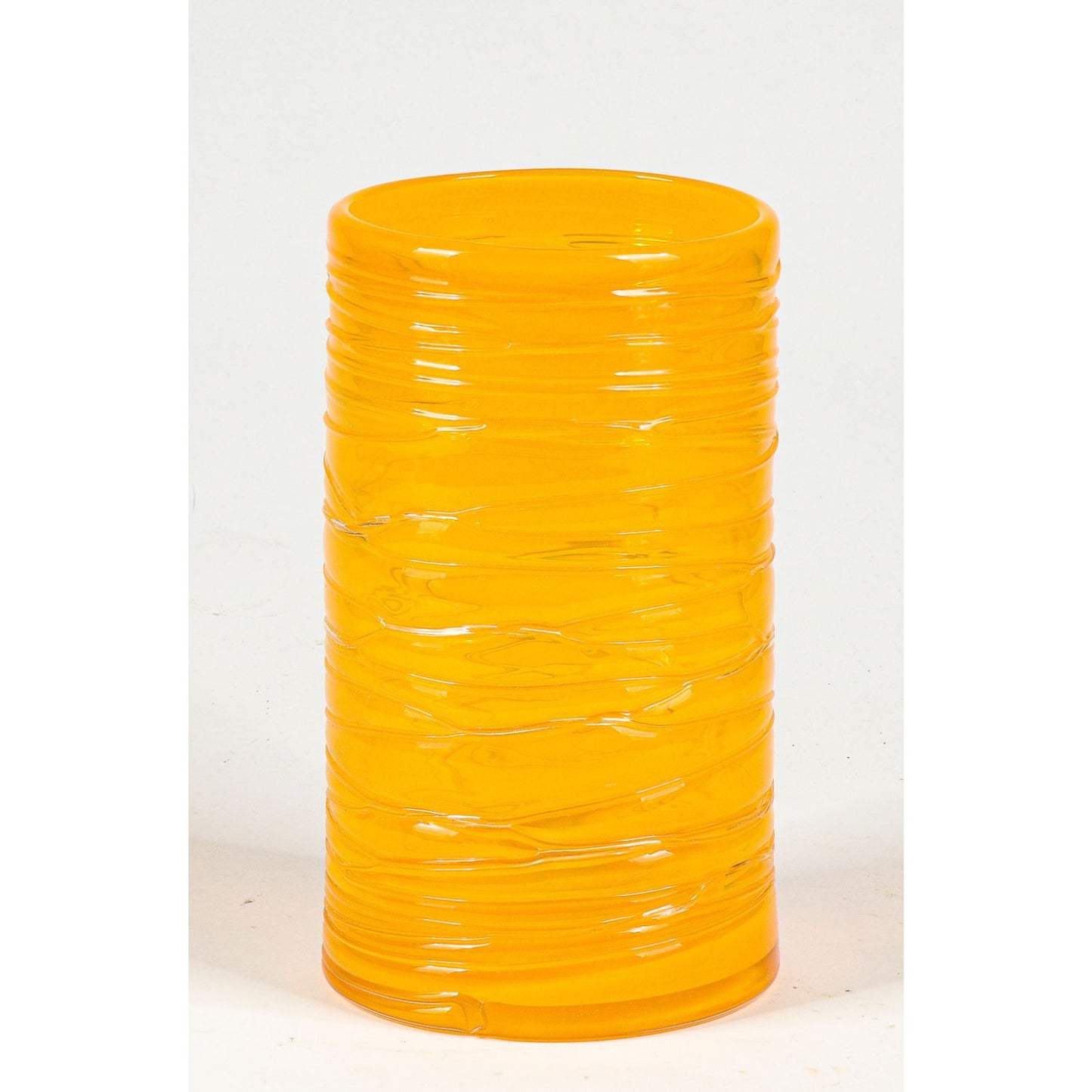 vaso in vetro giallo murano con decori  italia 1970