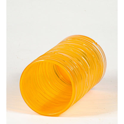 vaso in vetro giallo murano con decori  italia 1970