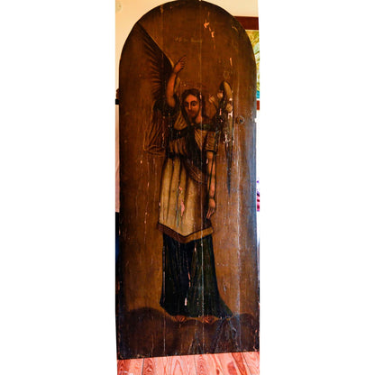 Dipinto su porta in  legno San Gabriele Arcangelo realizzato nel 1700 Europa dell'Est