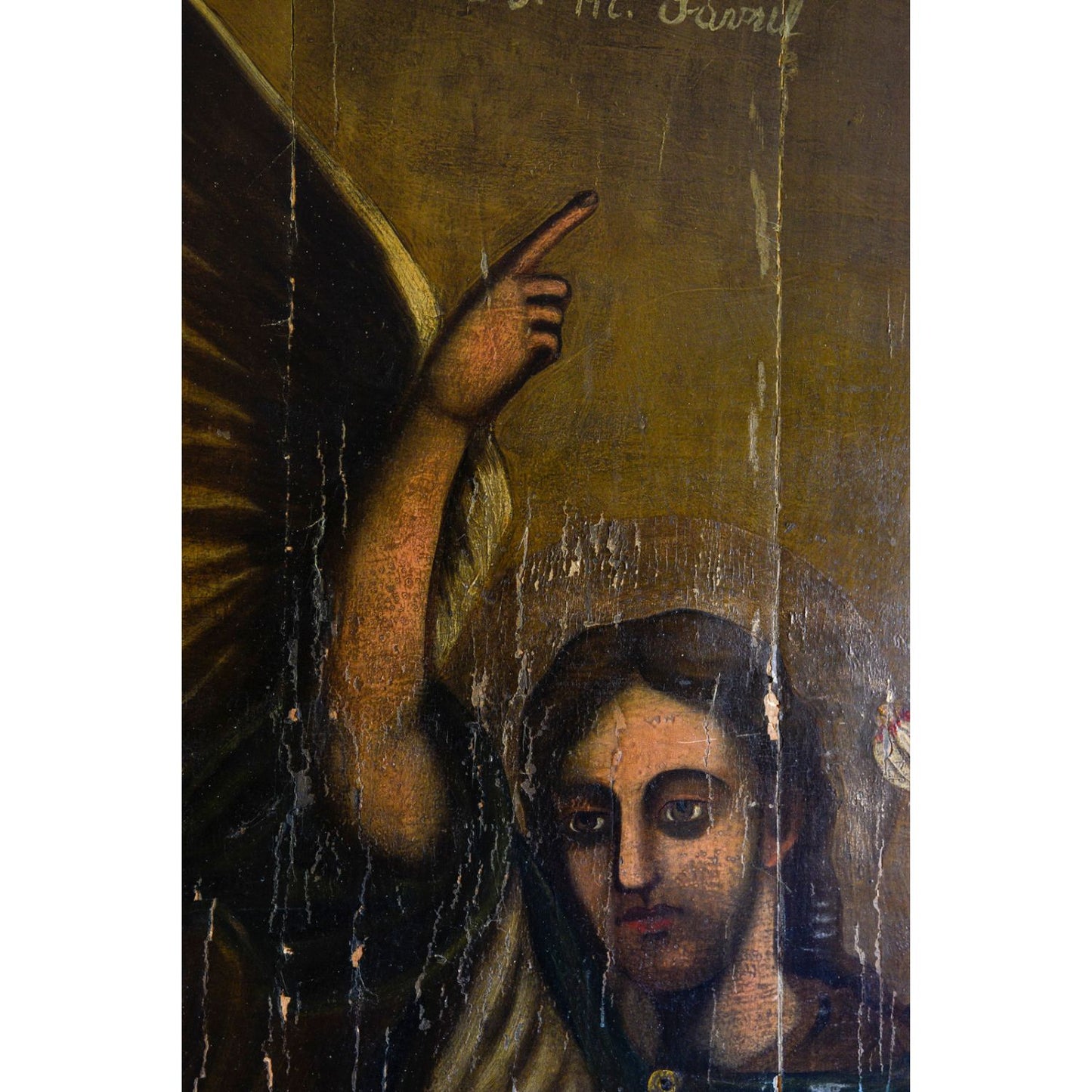Dipinto su porta in  legno San Gabriele Arcangelo realizzato nel 1700 Europa dell'Est