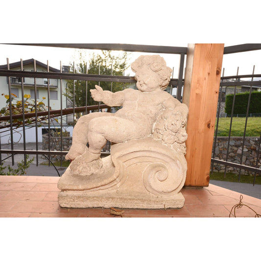 Putto in pietra scolpita Italia epoca fine 800