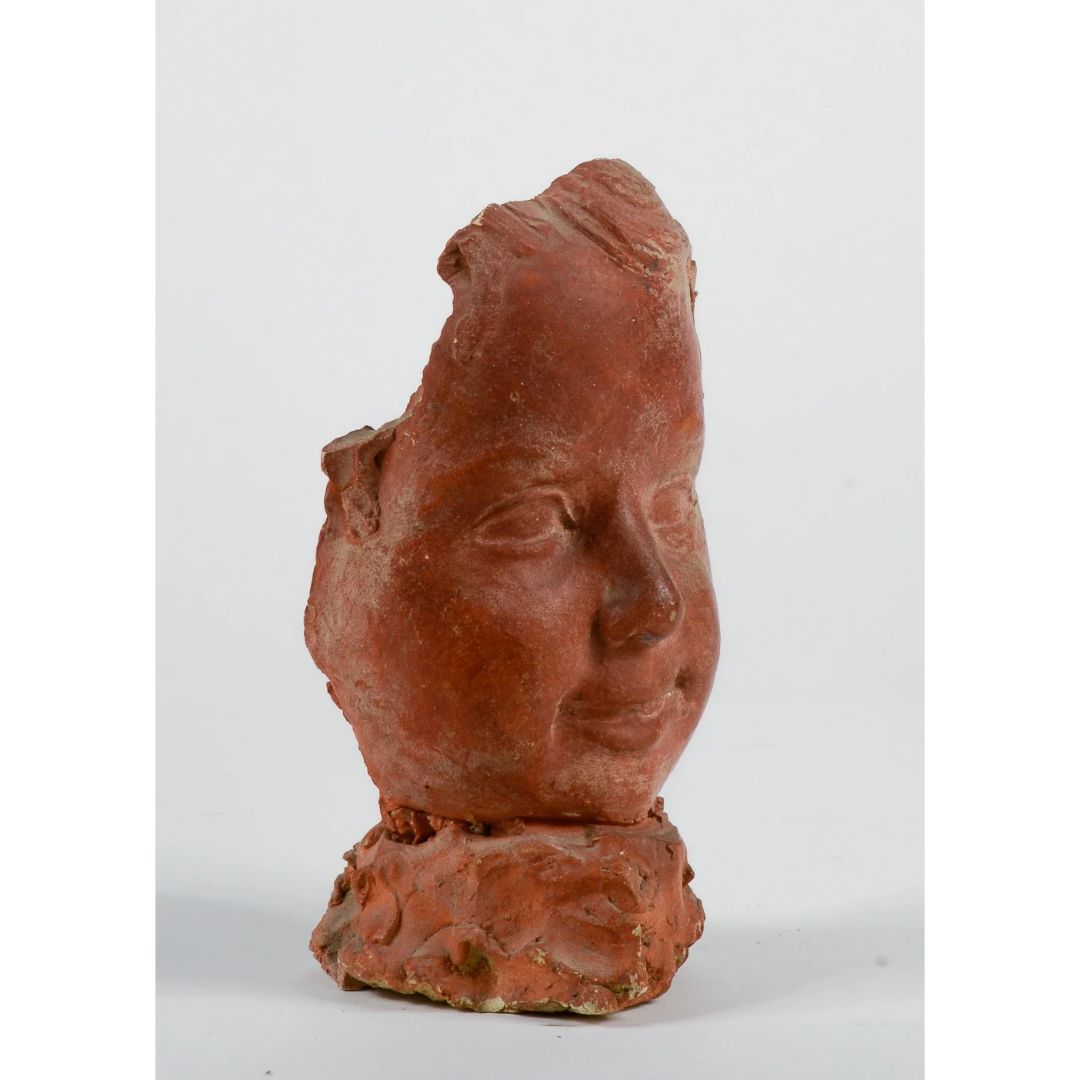 Scultura terracotta volto di bambino Italia metà del 900