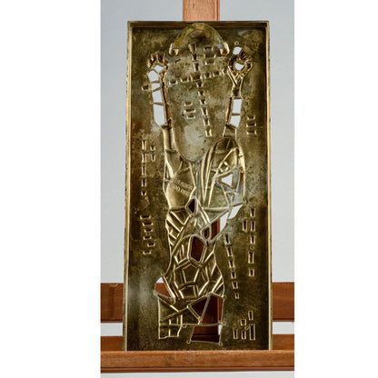 Placca in ottone raffigurante Gesù Cristo in croce design moderno anni 70 Fraser