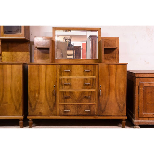 Credenza con specchiera con mensole a giorno, Italia 1940