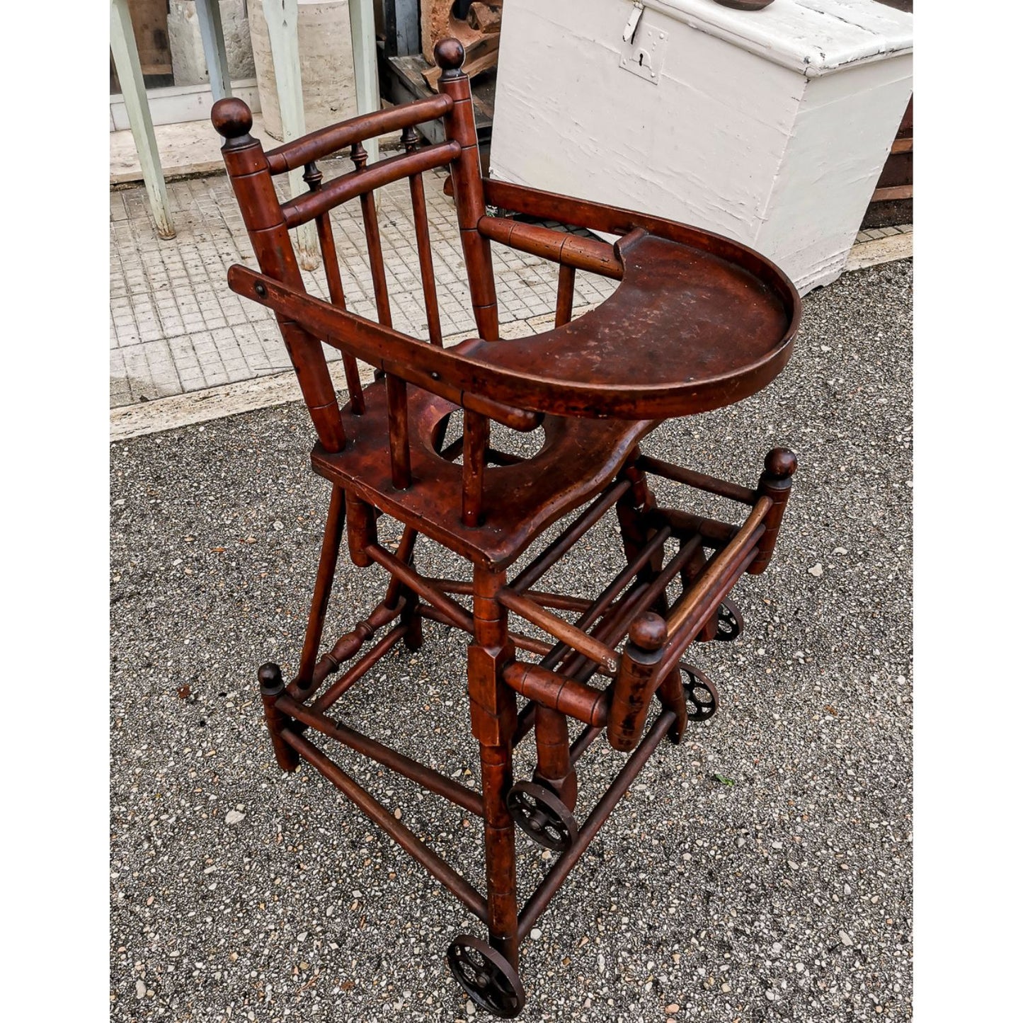 Seggiolone sedia da  bambino passeggino  girello pieghevole  Italia epoca primo 1900