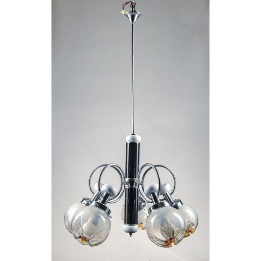 LAMPADARIO 5 LUCI MODELLO stile MAZZEGA accaio legno