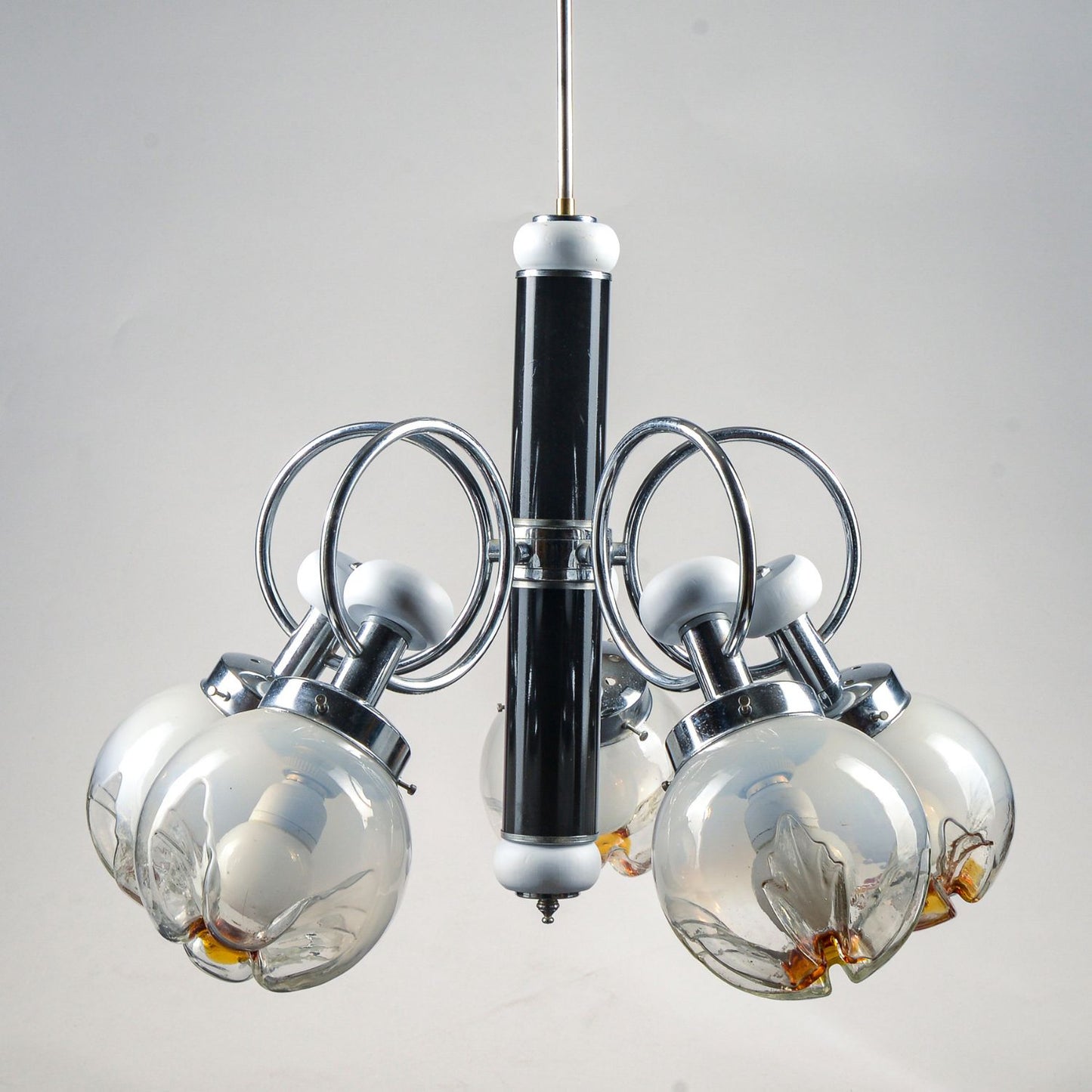 LAMPADARIO 5 LUCI MODELLO stile MAZZEGA accaio legno