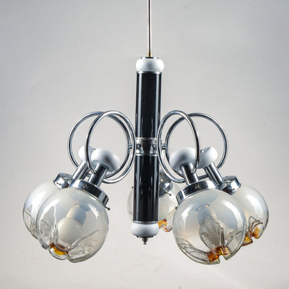 LAMPADARIO 5 LUCI MODELLO stile MAZZEGA accaio legno