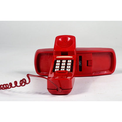 Teleono in plastica rosso da parete o da appoggio della ditta CAT con collegamento tripolare Italia 1980