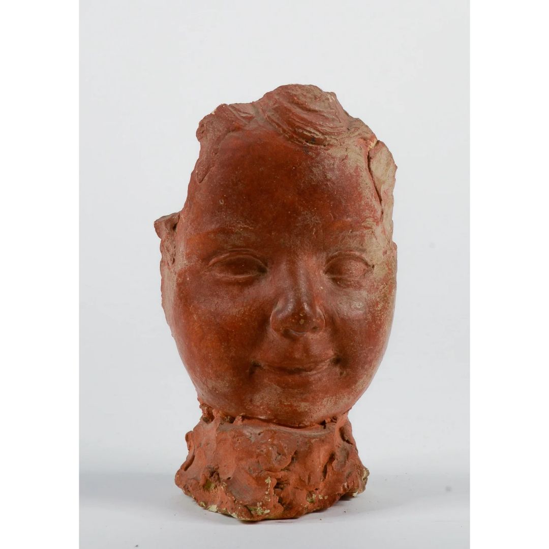 Scultura terracotta volto di bambino Italia metà del 900