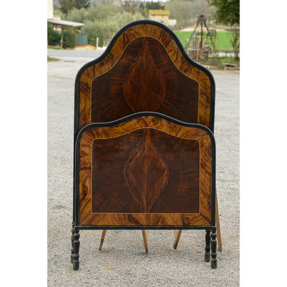 Letto in ferro battuto singolo  dipinto finto legno epoca primo 900