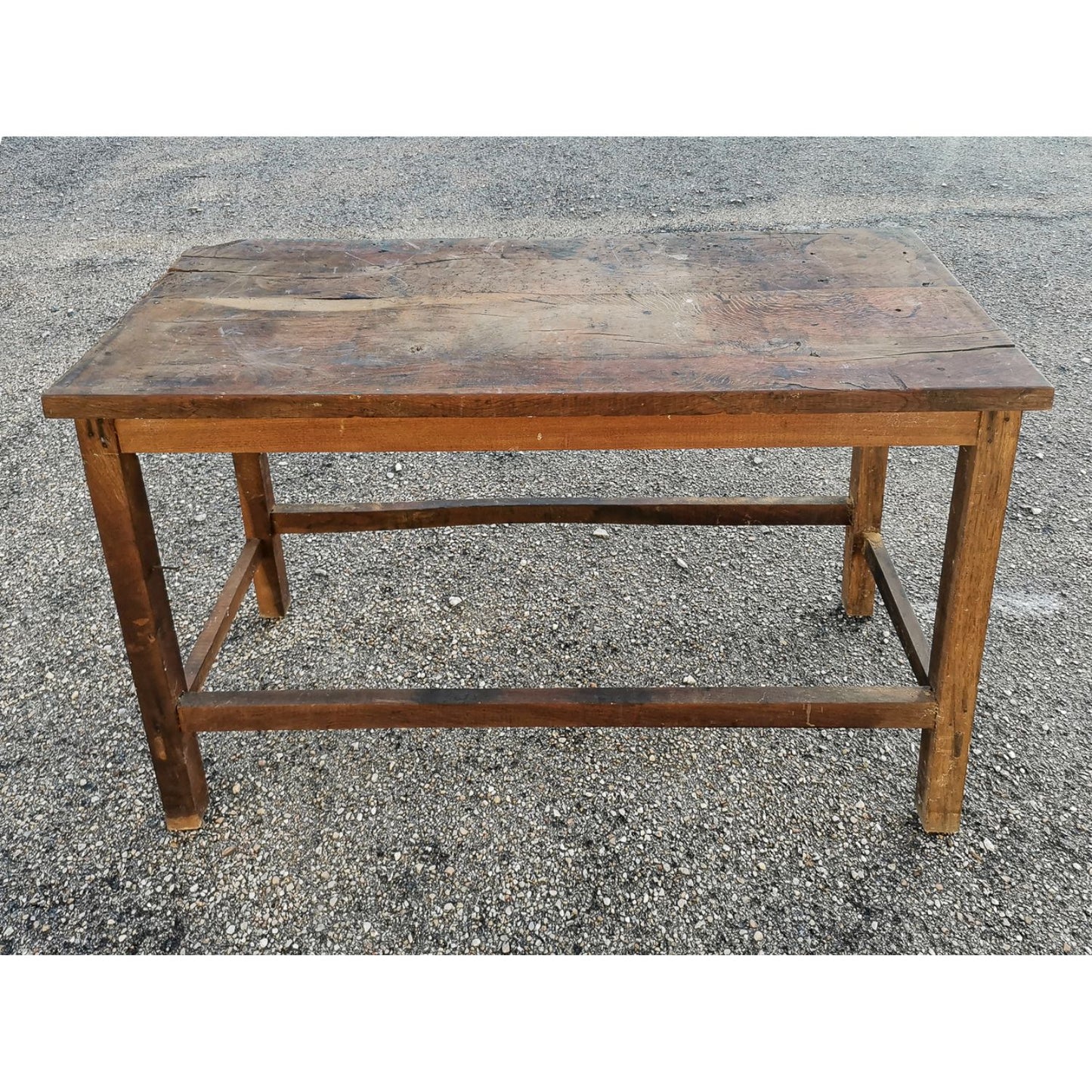 Tavolo in quercia massello pesante rustico da campagna Italia epoca 1900