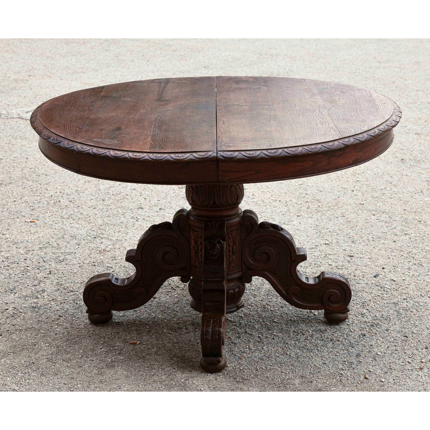 Tavolo rotondo allungabile in rovere  epoca fine 800