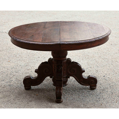Tavolo rotondo allungabile in rovere  epoca fine 800