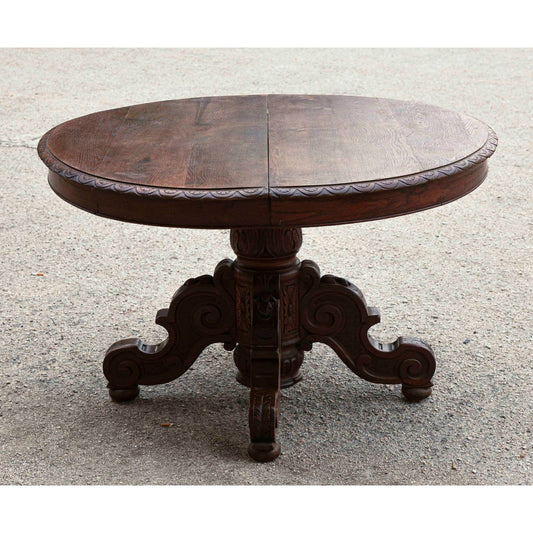 Tavolo rotondo allungabile in rovere  epoca fine 800