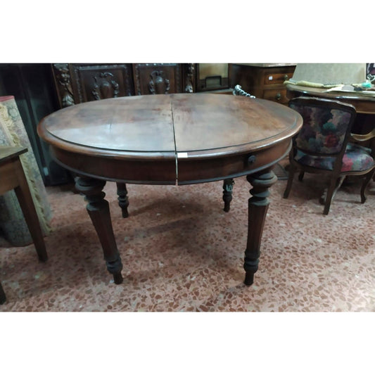 Tavolo rotondo placcato in ciliegio Italia epoca metà 800