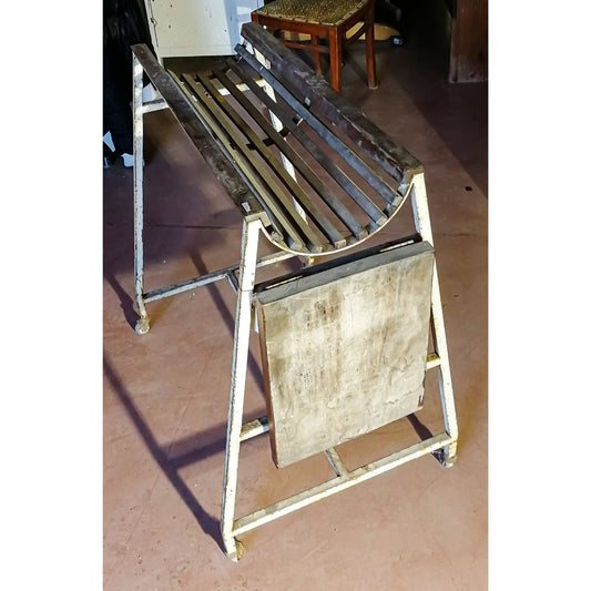 Tavolo industriale  vintage da lavoro mobile porta mortadella da negozio Italia 1950