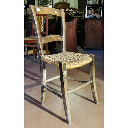 SEDIA RUSTICA IN PAGLIA ITALIA EPOCA PRIMO 900