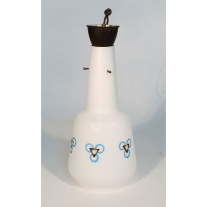 LAMPADARIO IN VETRO SATINATO CON DECORI BLU E NERI ITALIA 1970