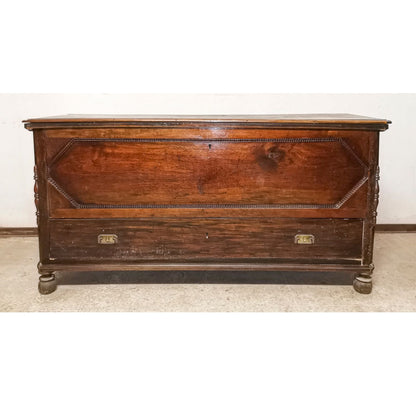 Cassacomò da corredo con un cassetto e piano a  ribalta in noce massello Italia 1860