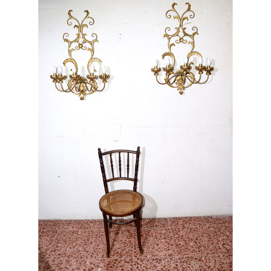 lampada applique in ferro battuto decorato dorato a 5 luci stile Banci Firenze