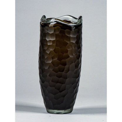 Vaso  vetro murano  nero smerigliato ad alveare nido d'ape design Italia 1960