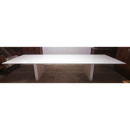 Tavolo legno laccato bianco studio sala ufficio design pezzo unico Italia 1990