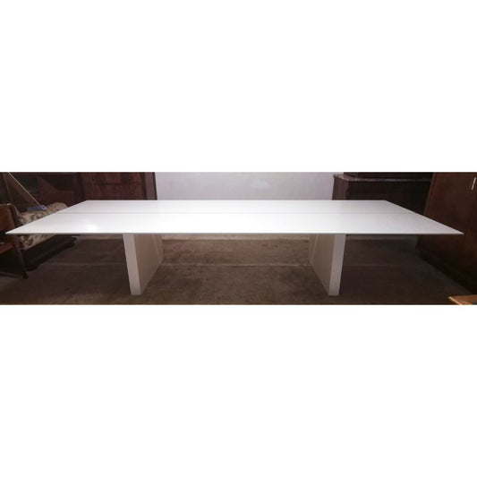 Tavolo legno laccato bianco studio sala ufficio design pezzo unico Italia 1990