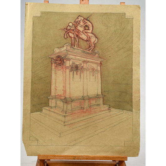 Disegno accademico geometrico tecnica mista Italia 1930