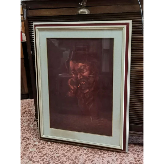 Quadro dipinto signore che fuma Patrica 1980