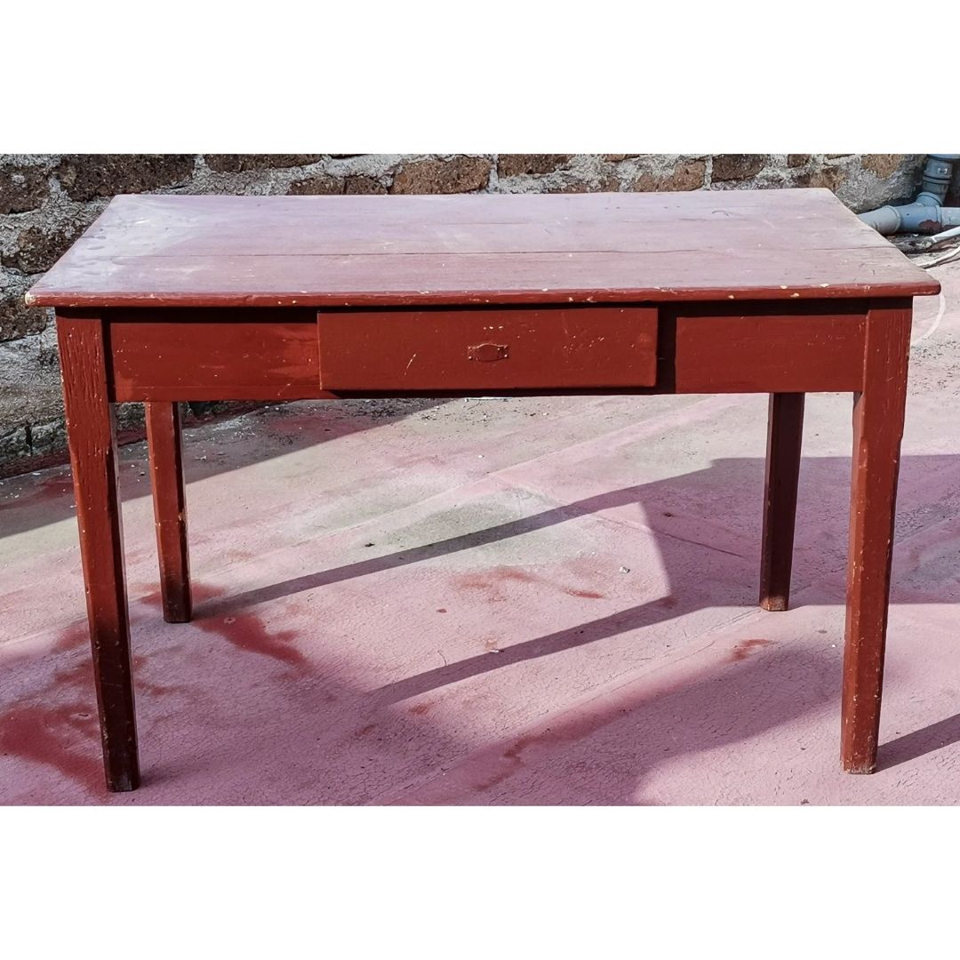 Tavolo da cucina  rustico da campagna con cassetto verniciato marrone Italia primo 900