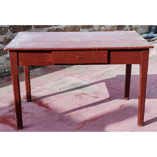 Tavolo da cucina  rustico da campagna con cassetto verniciato marrone Italia primo 900