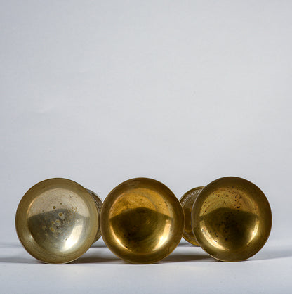 Set 3 calici in ottone argentato usurati vintage  1960