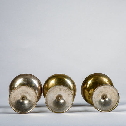 Set 3 calici in ottone argentato usurati vintage  1960