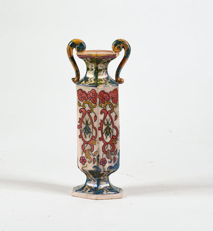 Vaso ceramica squadrato con manici Italia 1940