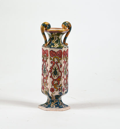 Vaso ceramica squadrato con manici Italia 1940