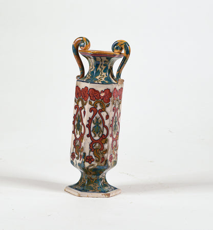 Vaso ceramica squadrato con manici Italia 1940