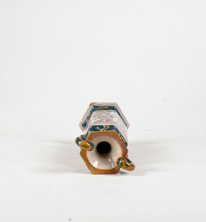 Vaso ceramica squadrato con manici Italia 1940