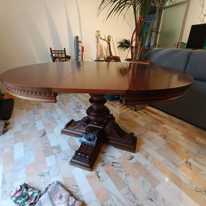 tavolo rotondo allungabile stile antico produzione anni 90