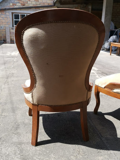 Coppia poltrone anni 80 velluto chiaro