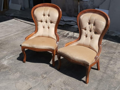 Coppia poltrone anni 80 velluto chiaro