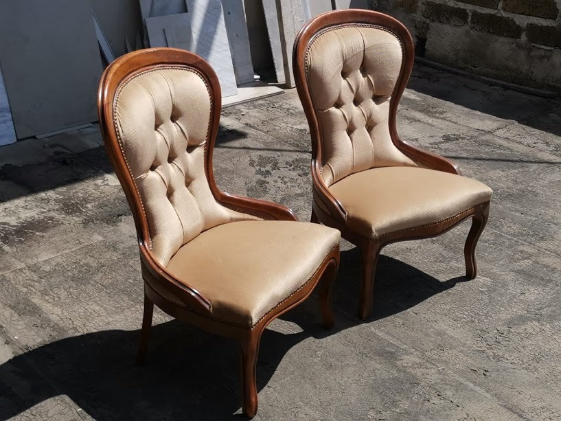 Coppia poltrone anni 80 velluto chiaro
